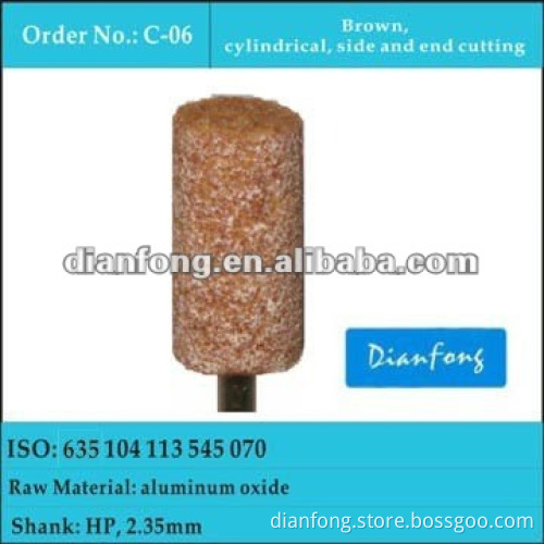 HP shank super coarse brown cylindrical aluminum oxide mounted stone for dental lab